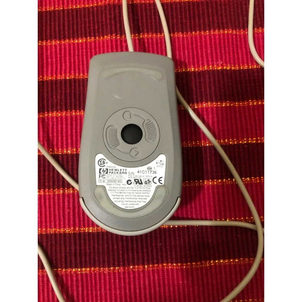 Vintage HP Hewlett Packard PS/2 Wired Ball Mouse Grey 2-Button M-S48a 5183-9012